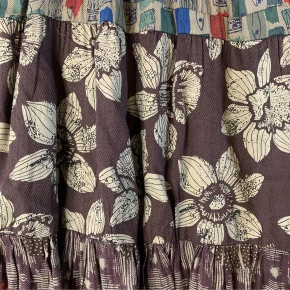 Sacred Threads Patchwork Dress Women S/M Paint Brush‎ Art AOP A Line Boho Hippie - Picture 6 of 10